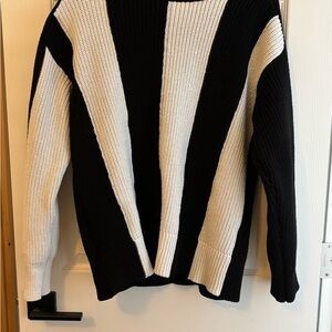 Elegant Black and White Women's Turtleneck Sweater